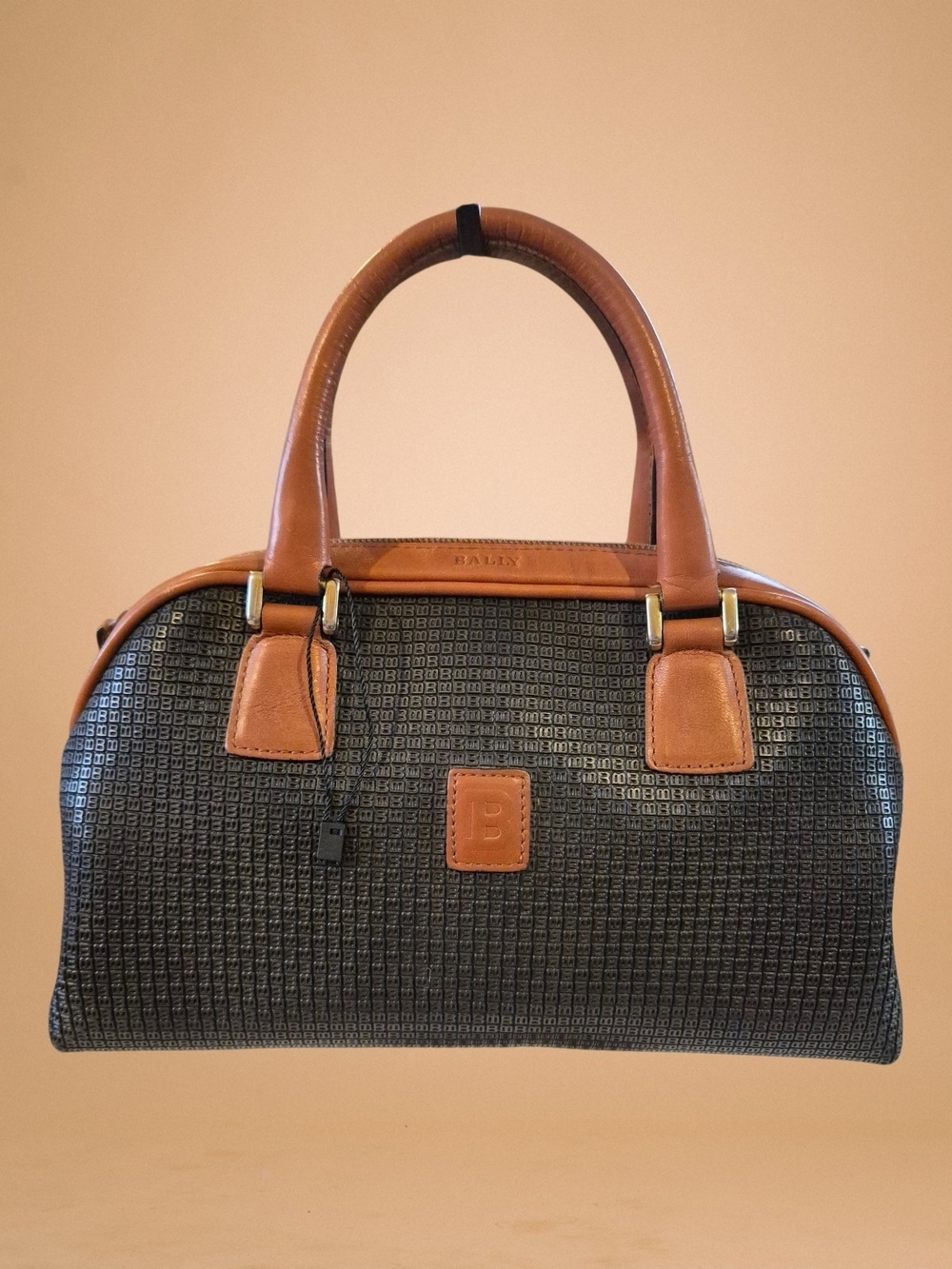 Vintage Bally Mini Boston Bag Two Tone Black And Cognac Brown